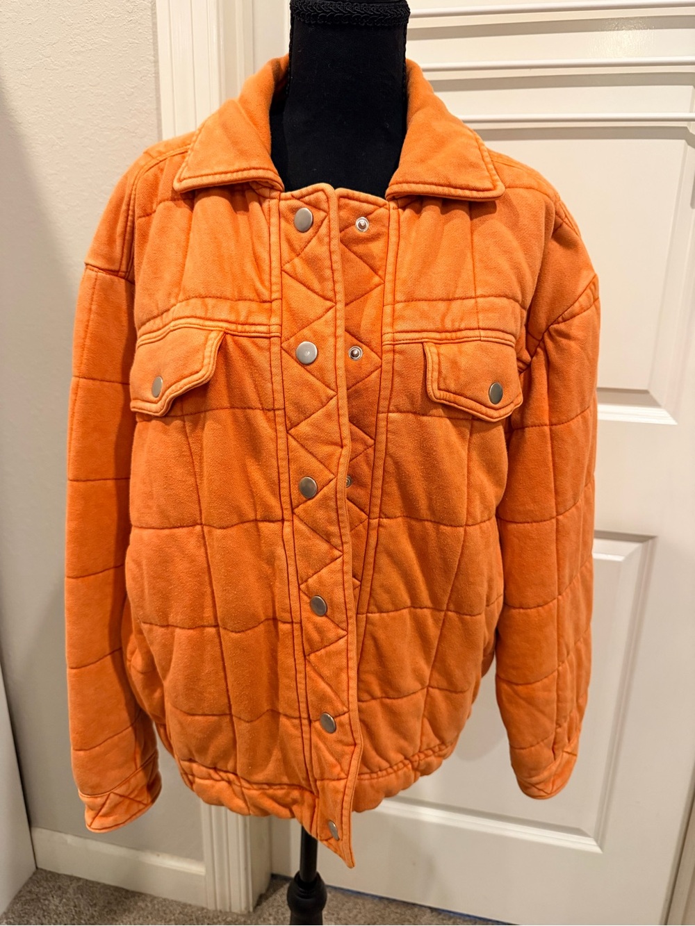 Blue B Collection Orange Quilted Jacket - Medium